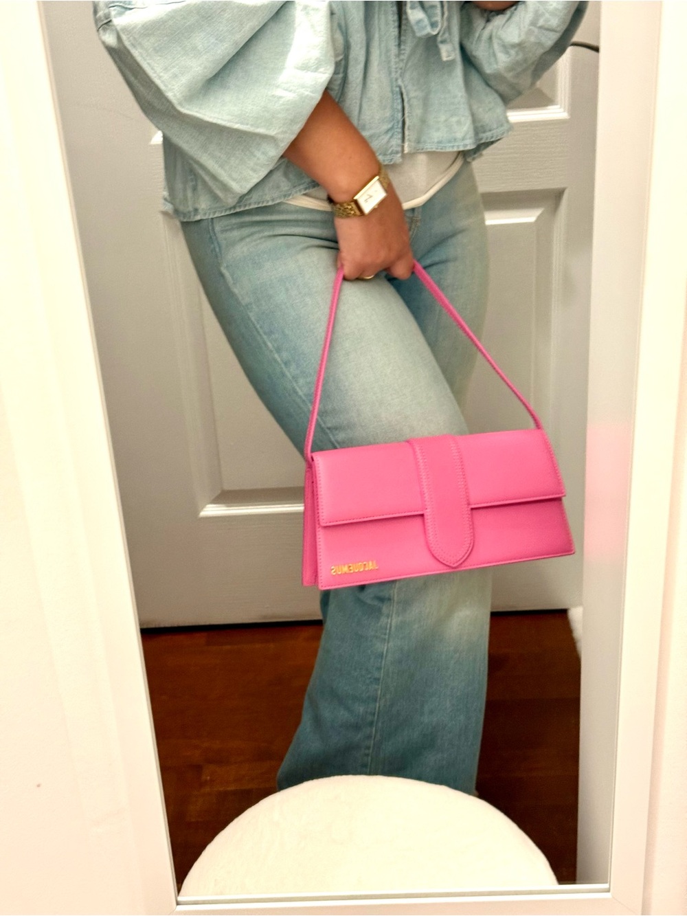 Jacquemus Hot Pink Le bambino long shoulder bag